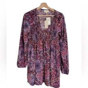 MELLODAY Floral Long Sleeve Dress Medium NWT